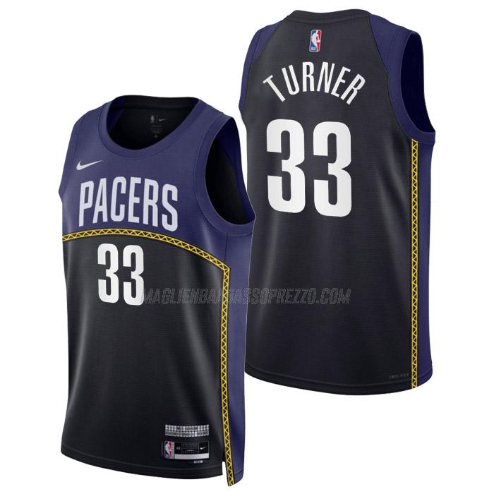 maglia myles turner indiana pacers di 33 uomo city edition 2023 nero