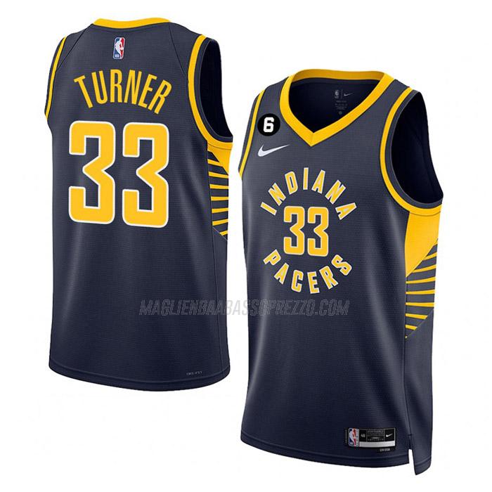 maglia myles turner indiana pacers di 33 uomo icon edition 2023 blu navy