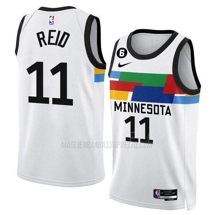 maglia naz reid minnesota timberwolves di 11 uomo city edition 2023 bianco