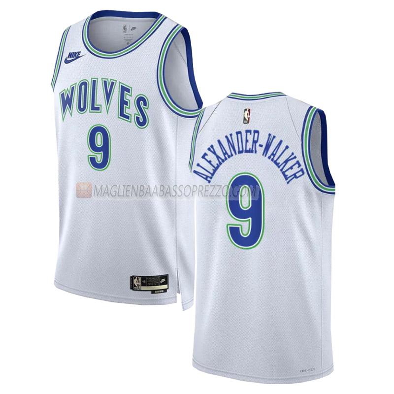 maglia nickeil alexander-walker minnesota timberwolves di 9 uomo classic edition 2023-24 bianco