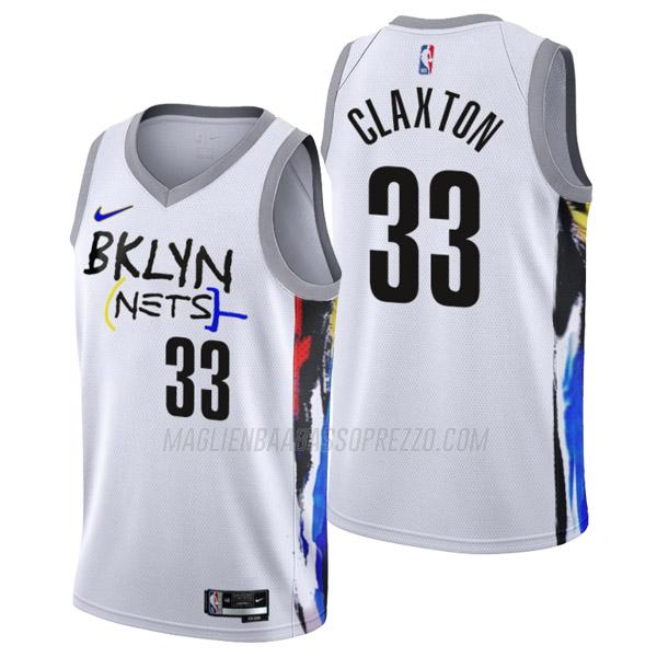 maglia nicolas claxton brooklyn nets di 33 uomo city edition 2023 bianco