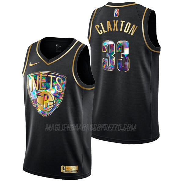 maglia nicolas claxton brooklyn nets di 33 uomo golden diamond edition 2022 nero