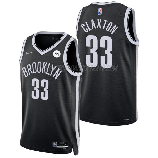 maglia nicolas claxton brooklyn nets di 33 uomo icon edition 2022 nero