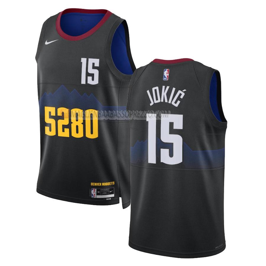 maglia nikola jokic denver nuggets di 15 uomo city edition 2023-24 nero