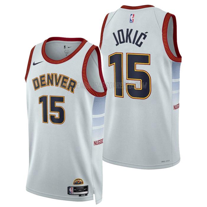 maglia nikola jokic denver nuggets di 15 uomo city edition 2023 bianco