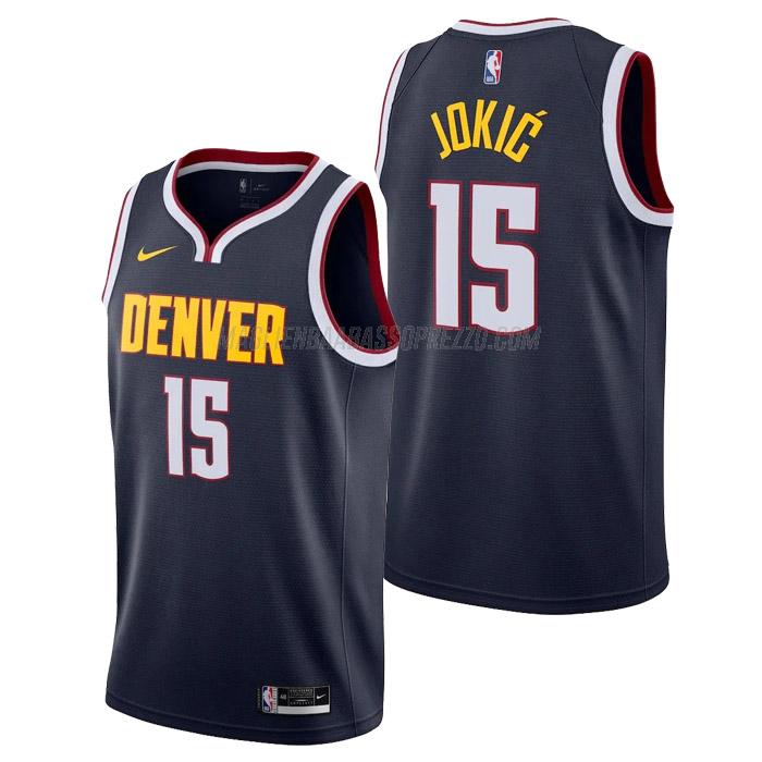 maglia nikola jokic denver nuggets di 15 uomo icon edition 2023 blu navy