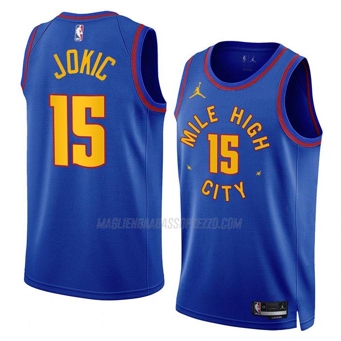 maglia nikola jokic denver nuggets di 15 uomo statement edition 2023 blu