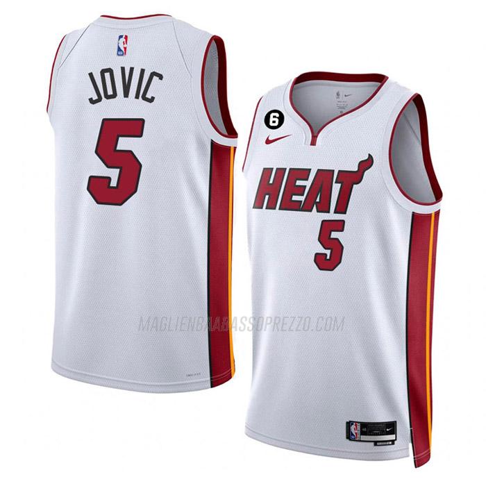 maglia nikola jovic miami heat di 5 uomo association edition 2023 bianco