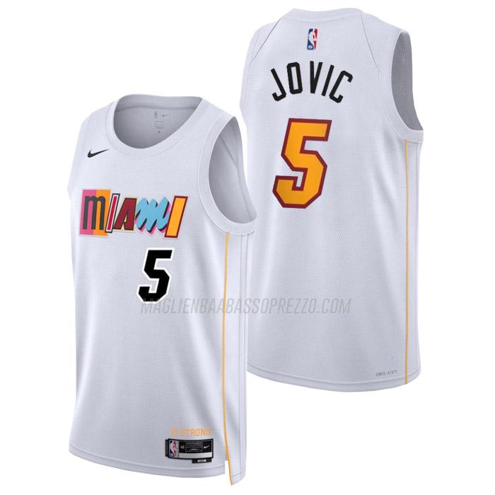 maglia nikola jovic miami heat di 5 uomo city edition 2023 bianco