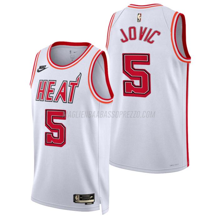 maglia nikola jovic miami heat di 5 uomo classic edition 2023 bianco