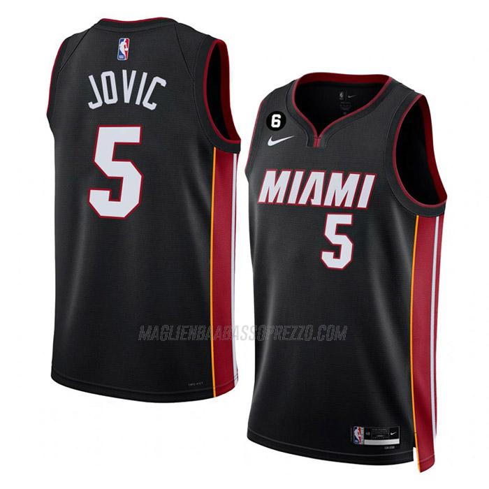 maglia nikola jovic miami heat di 5 uomo icon edition 2023 nero