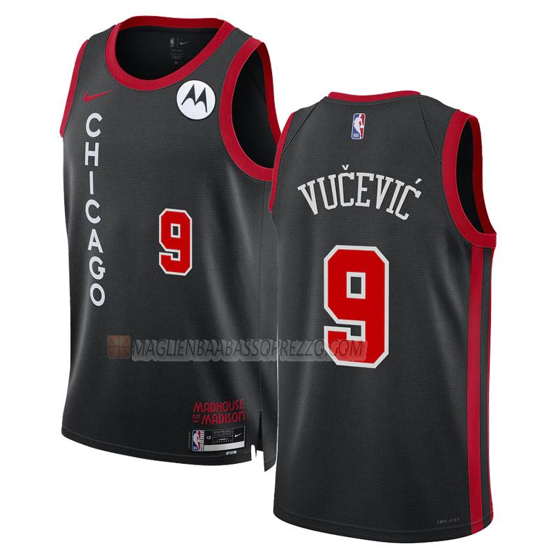 maglia nikola vucevic chicago bulls di 9 uomo city edition 2023-24 nero