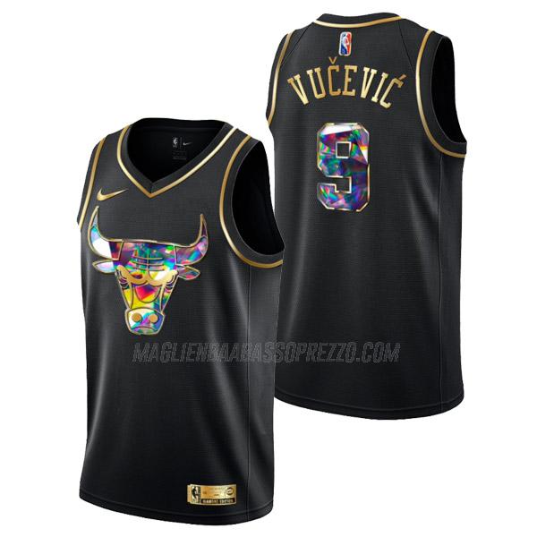 maglia nikola vucevic chicago bulls di 9 uomo golden diamond edition 2022 nero