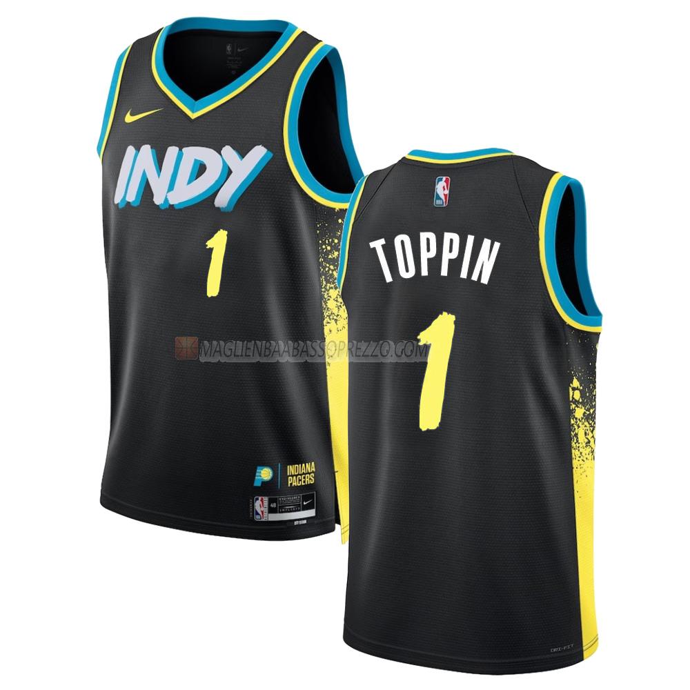 maglia obi toppin indiana pacers di 1 uomo city edition 2023-24 nero