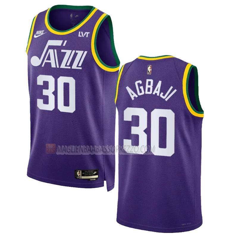 maglia ochai agbaji utah jazz di 30 uomo classic edition 2023-24 viola