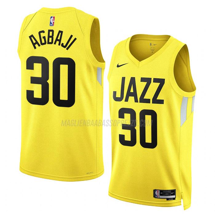 maglia ochai agbaji utah jazz di 30 uomo icon edition 2023 giallo