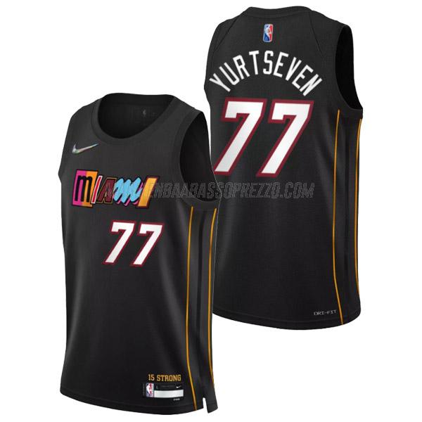 maglia omer yurtseven miami heat di 77 uomo city edition 2022 nero