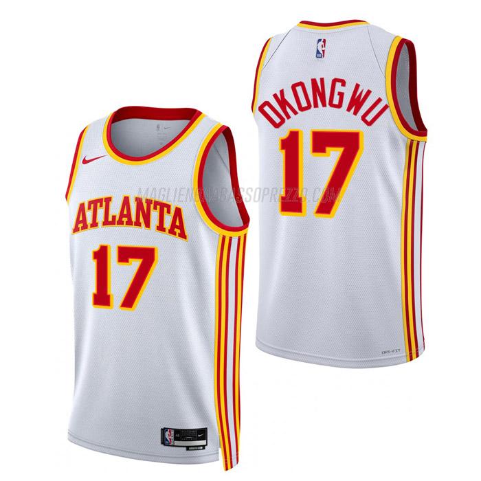 maglia onyeka okongwu atlanta hawks di 17 uomo association edition 2023 bianco