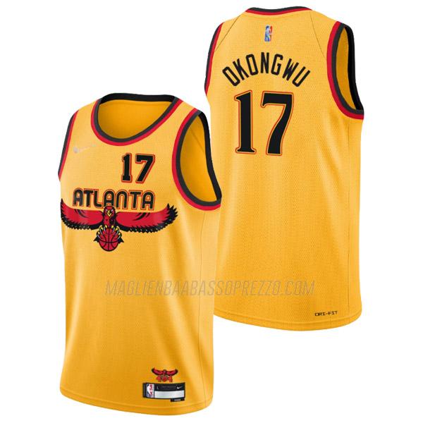 maglia onyeka okongwu atlanta hawks di 17 uomo city edition 2022 giallo