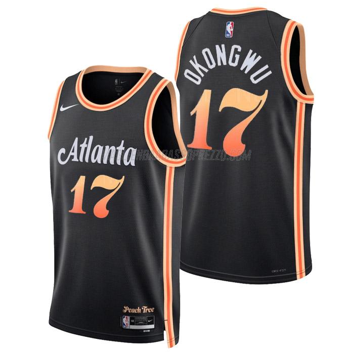 maglia onyeka okongwu atlanta hawks di 17 uomo city edition 2023 nero