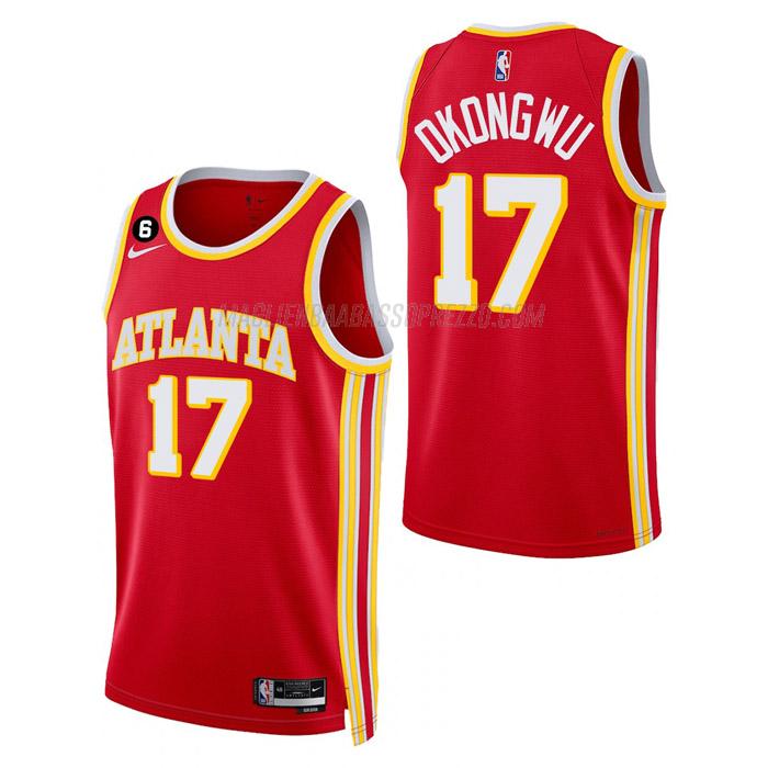 maglia onyeka okongwu atlanta hawks di 17 uomo icon edition 2023 rosso