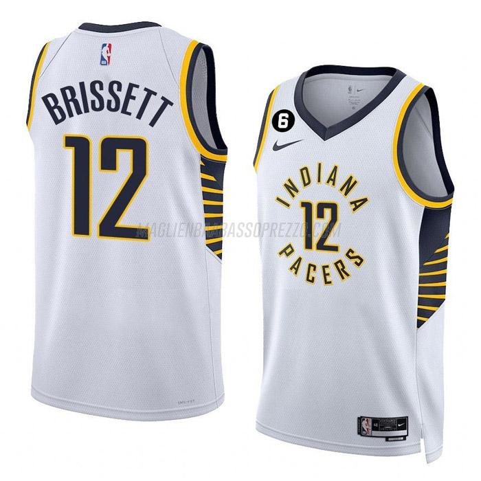 maglia oshae brissett indiana pacers di 12 uomo association edition 2023 bianco