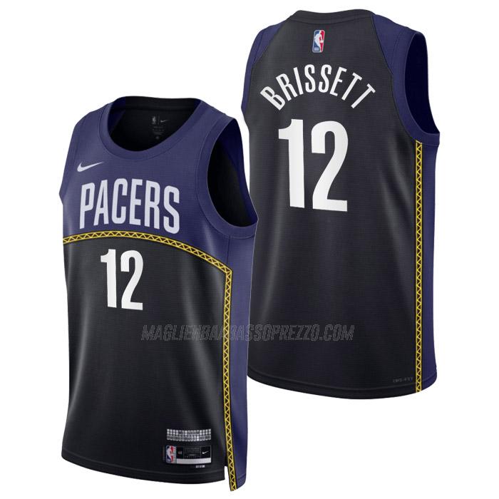 maglia oshae brissett indiana pacers di 12 uomo city edition 2023 nero