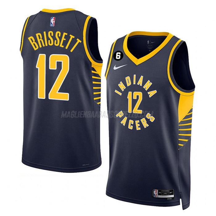 maglia oshae brissett indiana pacers di 12 uomo icon edition 2023 blu navy