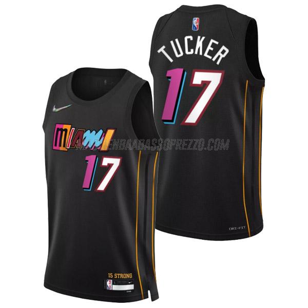 maglia p.j. tucker miami heat di 17 uomo city edition 2022 nero