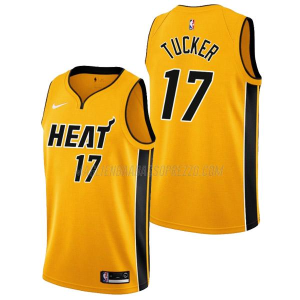 maglia p.j. tucker miami heat di 17 uomo earned edition 2022 giallo