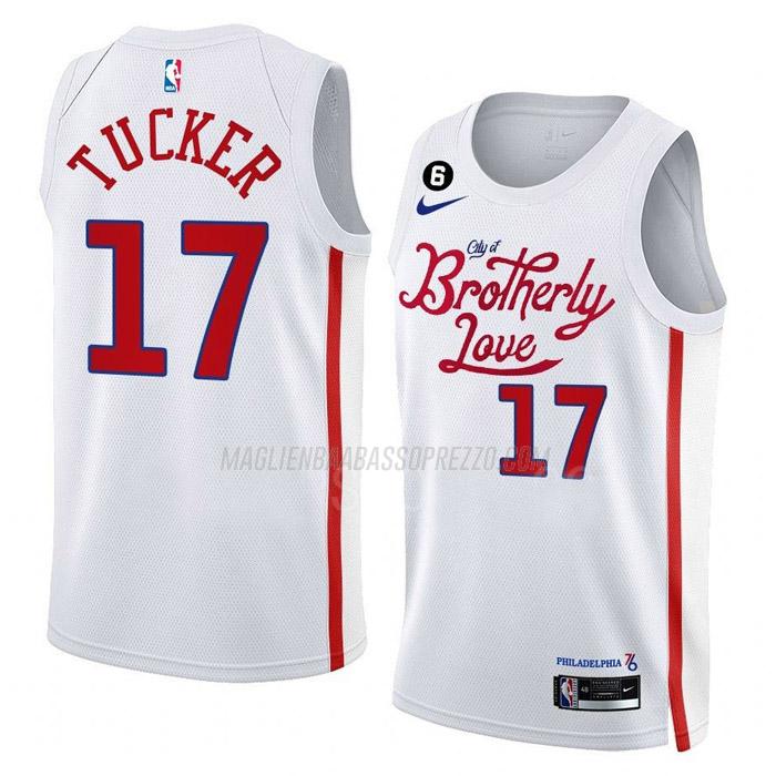 maglia p.j. tucker philadelphia 76ers di 17 uomo city edition 2023 bianco