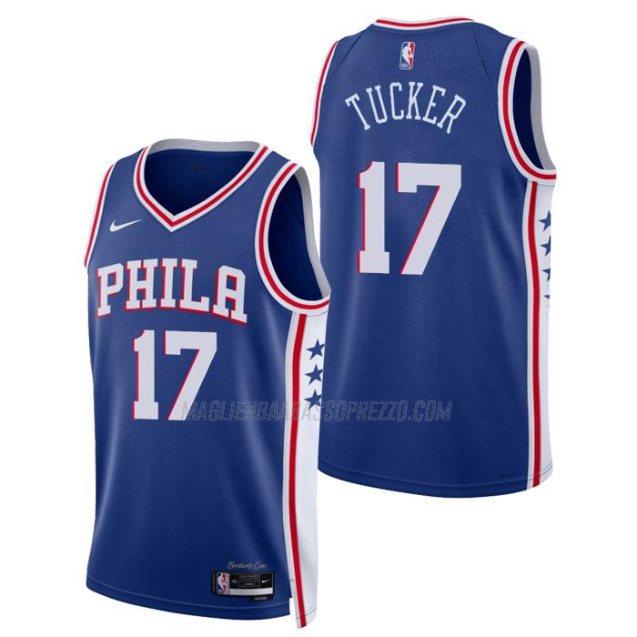 maglia p.j. tucker philadelphia 76ers di 17 uomo icon edition 2023 blu