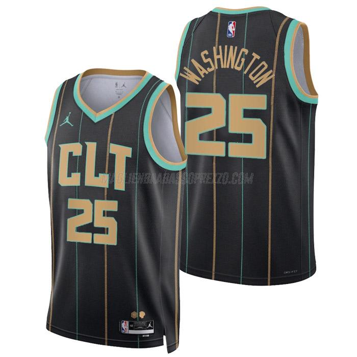 maglia p.j. washington charlotte hornets di 25 uomo city edition 2023 nero