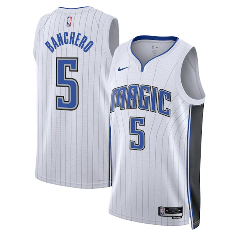 maglia paolo banchero orlando magic di 5 uomo association edition 2023 bianco