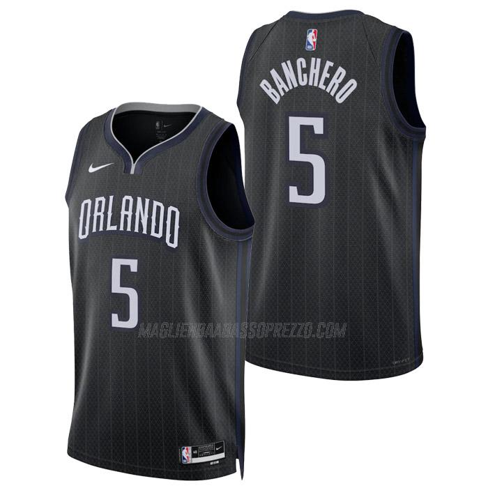 maglia paolo banchero orlando magic di 5 uomo city edition 2023 nero