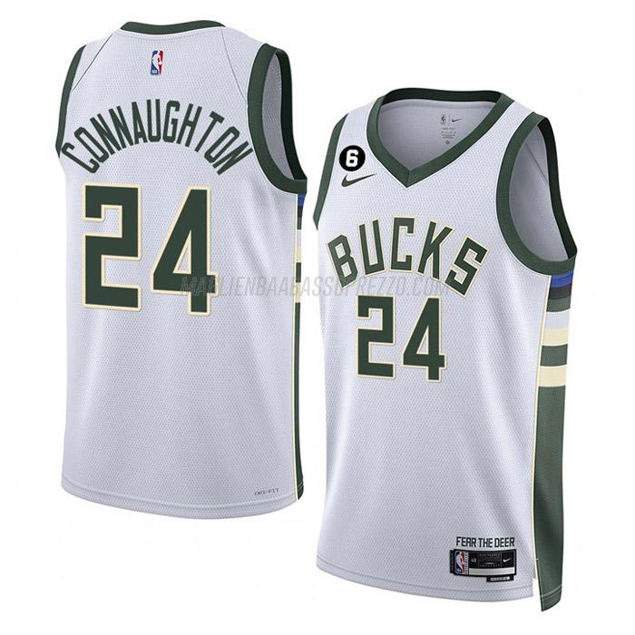 maglia pat connaughton milwaukee bucks di 24 uomo association edition 2023 bianco