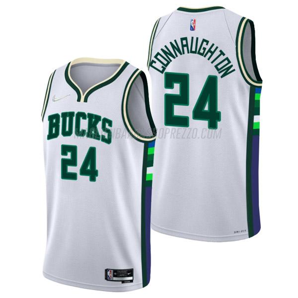 maglia pat connaughton milwaukee bucks di 24 uomo city edition 2022 bianco