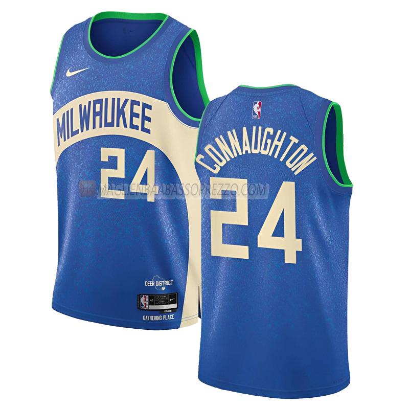 maglia pat connaughton milwaukee bucks di 24 uomo city edition 2023-24 blu