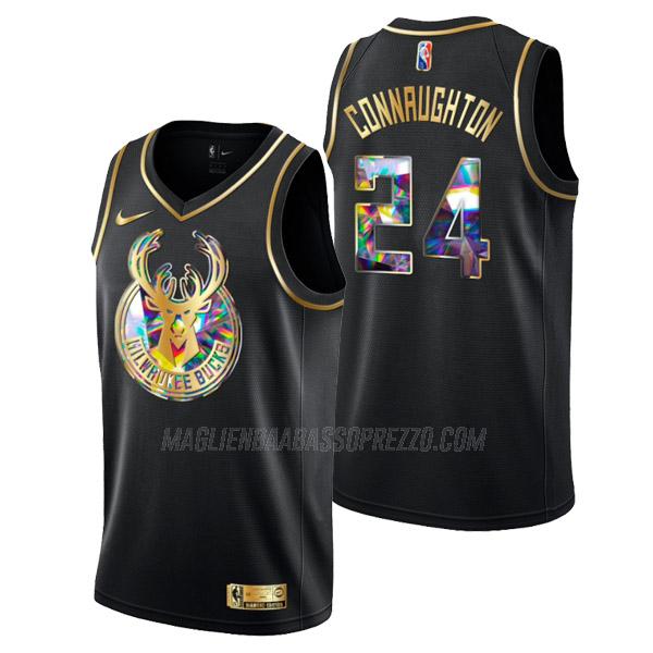 maglia pat connaughton milwaukee bucks di 24 uomo golden diamond edition 2022 nero