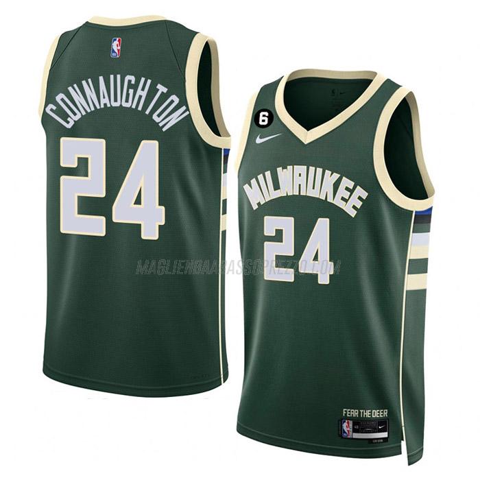 maglia pat connaughton milwaukee bucks di 24 uomo icon edition 2023 verde