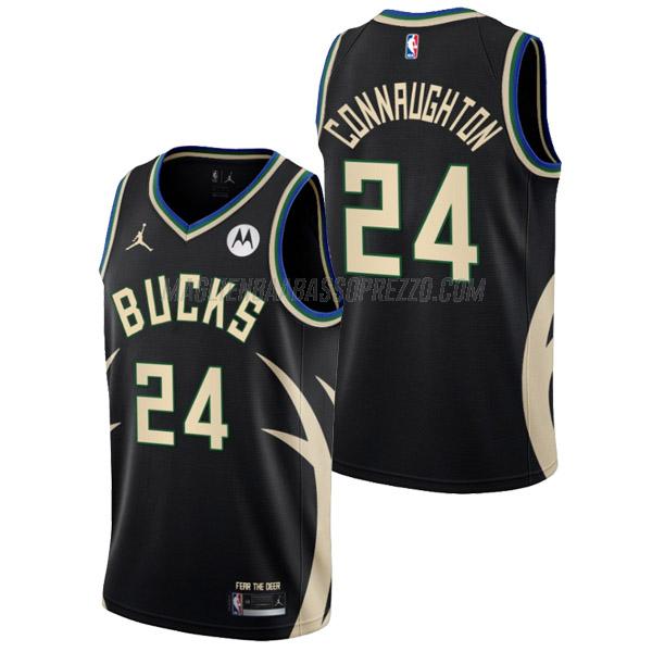 maglia pat connaughton milwaukee bucks di 24 uomo statement edition 2023 nero