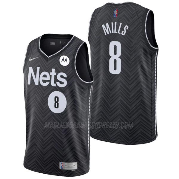 maglia patty mills brooklyn nets di 8 uomo earned edition 2022 nero