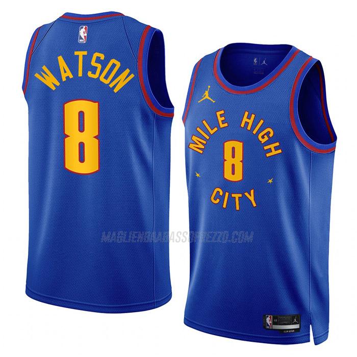 maglia peyton watson denver nuggets di 8 uomo statement edition 2023 blu