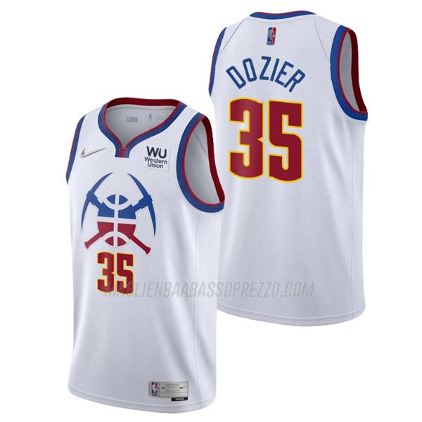 maglia pj dozier denver nuggets di 35 uomo earned edition 2021 bianco