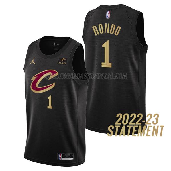 maglia rajon rondo cleveland cavaliers di 1 uomo statement edition 2023 nero