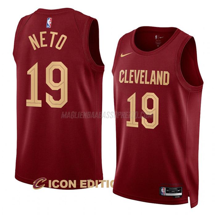 maglia raul neto cleveland cavaliers di 19 uomo icon edition 2023 rosso