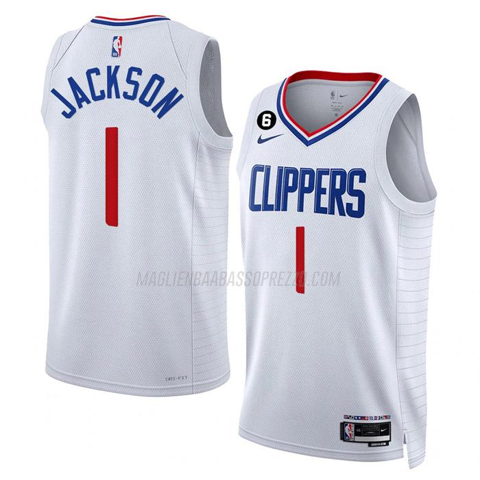 maglia reggie jackson los angeles clippers di 1 uomo association edition 2023 bianco