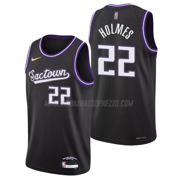 maglia richaun holmes sacramento kings di 22 uomo city edition 2022 nero