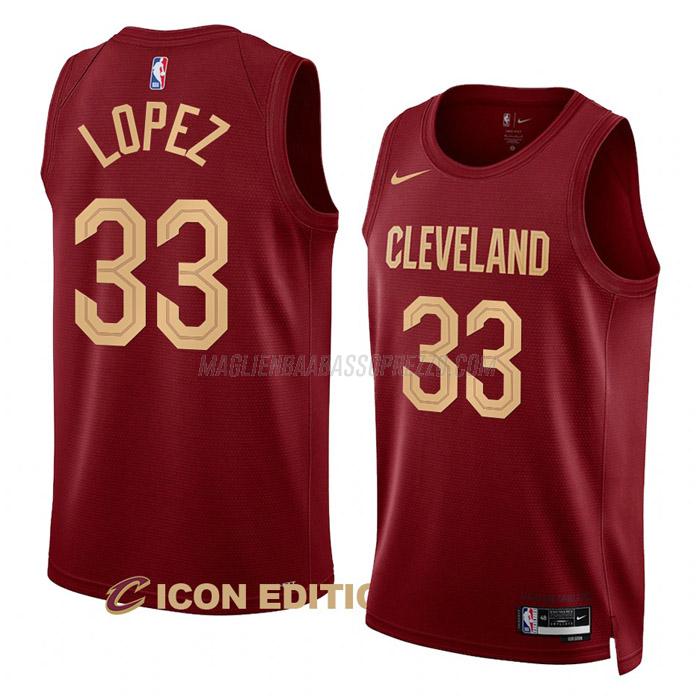 maglia robin lopez cleveland cavaliers di 33 uomo icon edition 2023 rosso