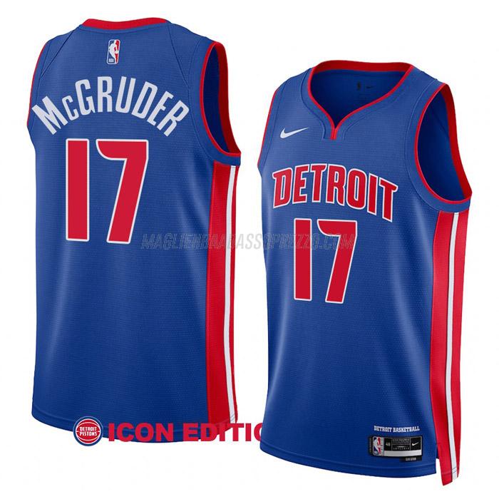 maglia rodney mcgruder detroit pistons di 17 uomo icon edition 2023 blu